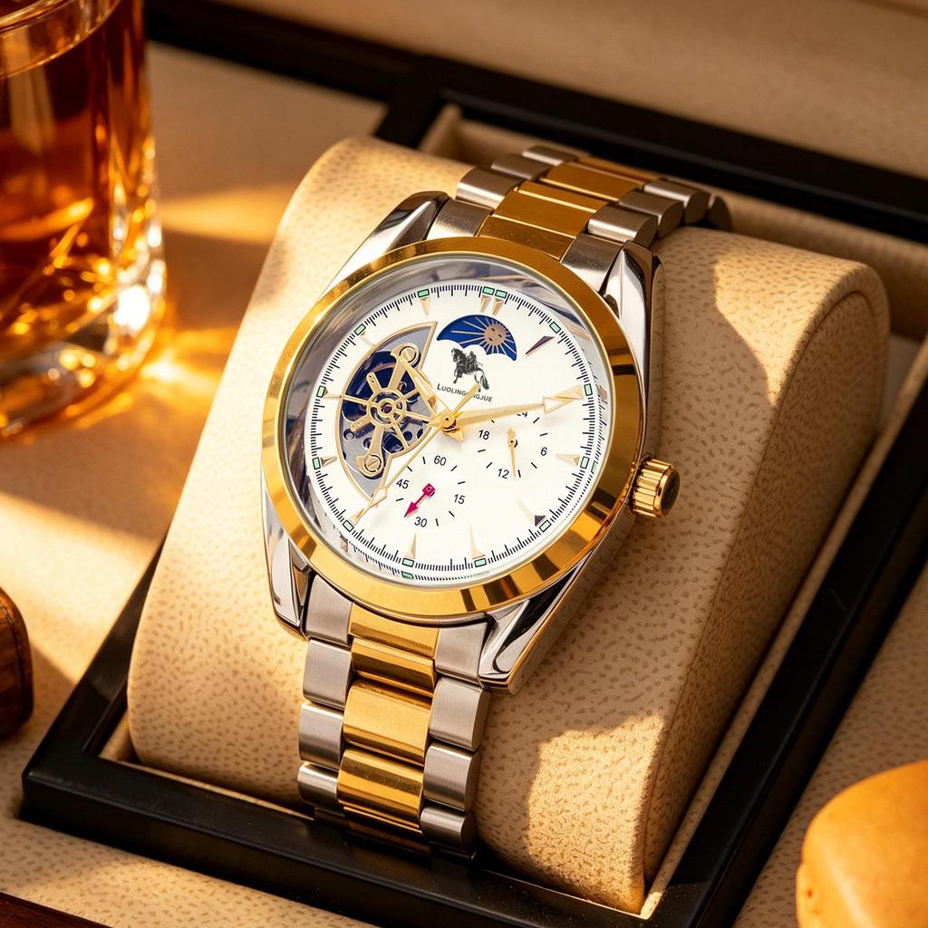 Orologio Meccanico Scheletrico Duca di Lorena: Multifunzione, Luminoso, Impermeabile, Casual Business Cinturino in Acciaio