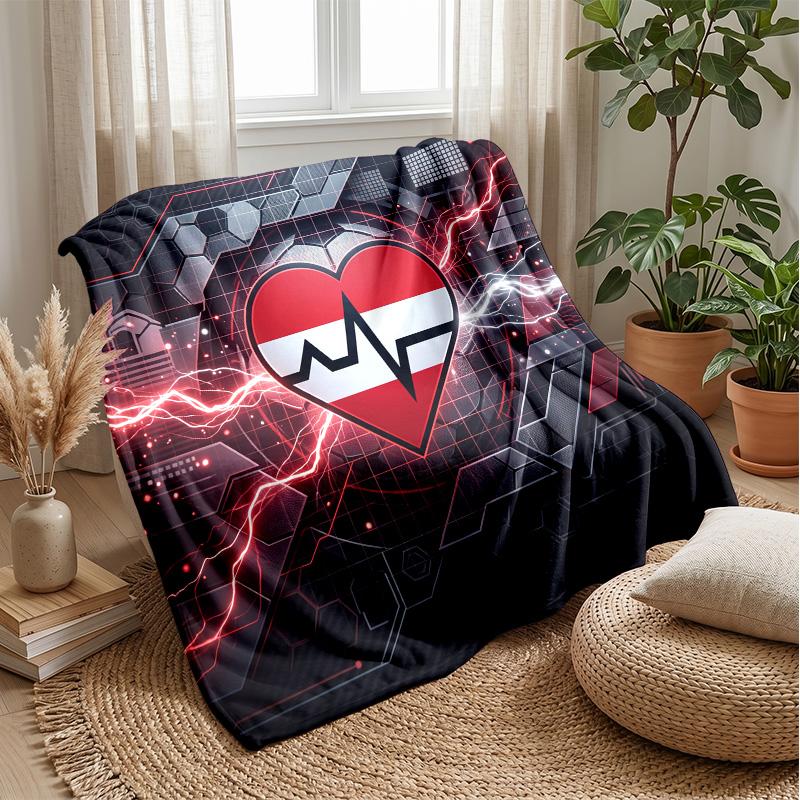 Austria Football Printed Flannel Blanket Skin Friendly Warm Decorative Throw for Indoor Couch Bed Daily Use