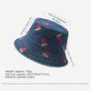 Butterfly Pattern Denim Bucket Hat Wide Brim Sun Hat Breathable Beach Hat  Spring and Summer
