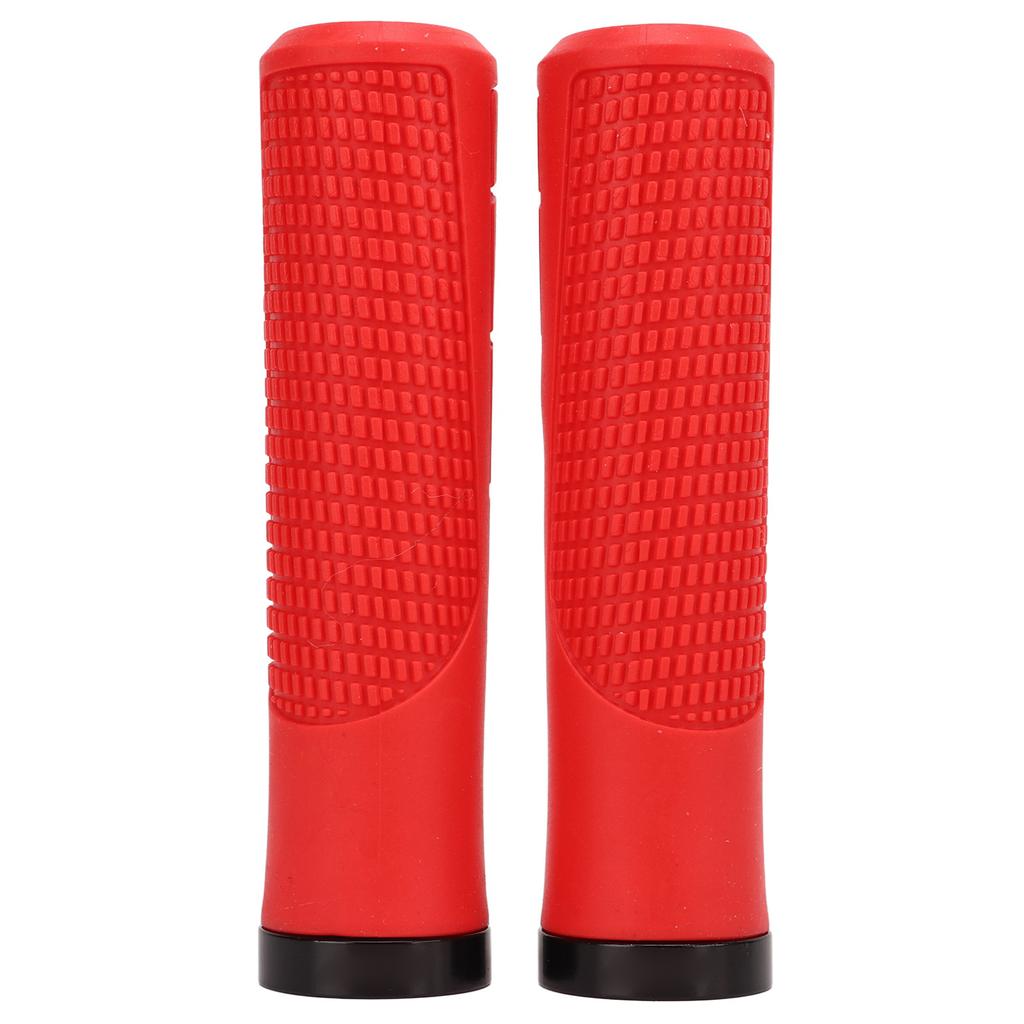 2 PCS Bike Rubber Handlebar Grips Anti Slip Handlebar Cover Shockproof Mountain Bike Handles Red