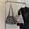 Trendy Plaid Large Capacity Korean Style Tote Bag For Women 2023 Chic