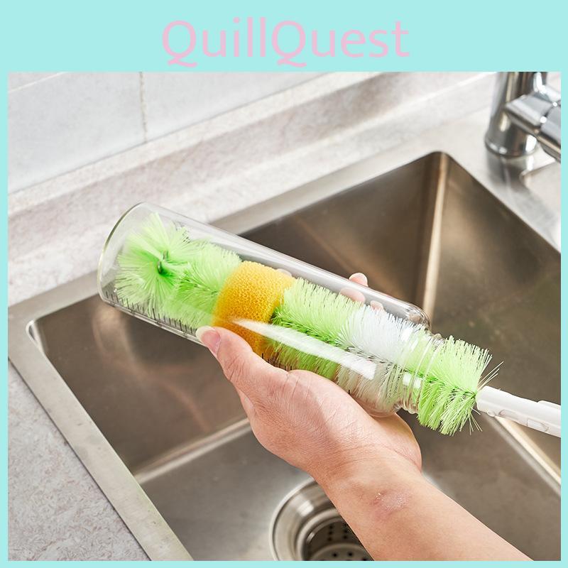 Extended Length Cup Brush For Deep Cleaning Bottles Jugs And Kitchen Utensils With Plastic Handle