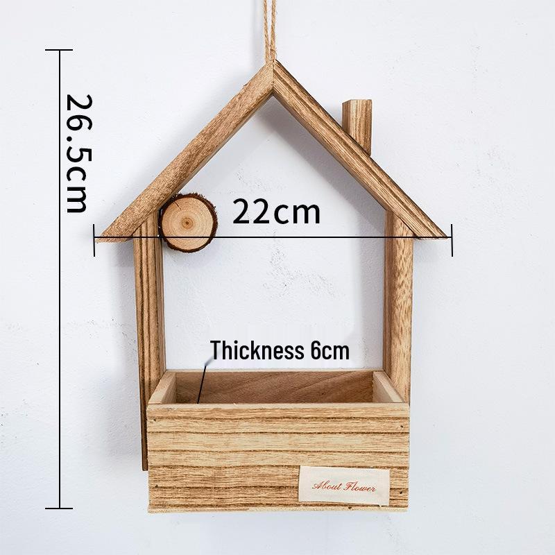 European-style Wooden Wall Hanging Flower Basket with Macrame