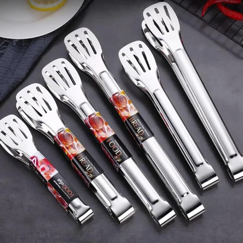 Anti Heat Salad Bread Serving Tongs, Barbecue Tongs, Non-Stick Food Tongs, Stainless Steel BBQ Tool, Bread Clip