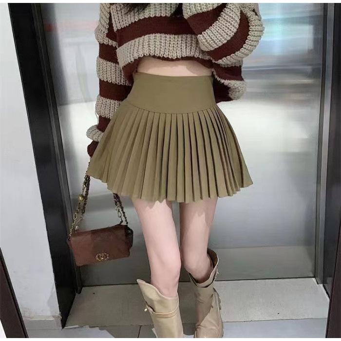 Japanese Pure Desire High-Waisted Pleated Skirt - Spring/Autumn Petite Slimming Anti-Exposure Short Skirt