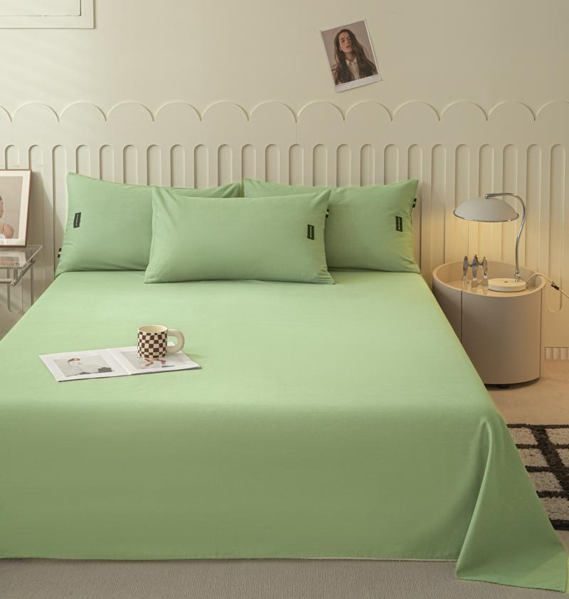 1pcs  Cotton Bed Sheet Solid Color Printed Double Top King Sheets for Girls Boys Kids Single Queen King Size Bed Linen