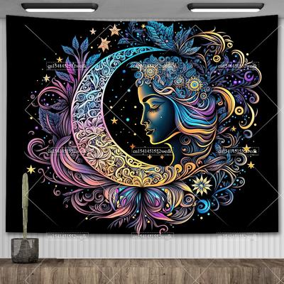 Tapeçaria Mandala Lua Crescente Sol Tapeçaria Pendurada na Parede Tapeçarias Bohemianas Bruxas Deusa Decoração de Quarto Bandeiras para Casa
