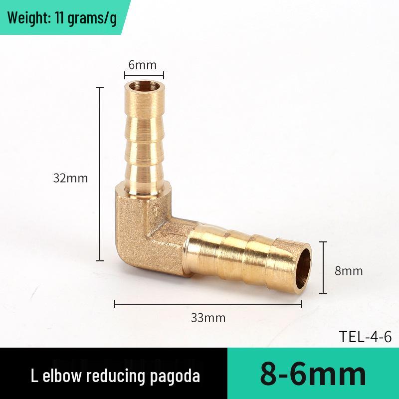 Brass L-Shaped Reducing Pagoda Plug, 4mm-19mm Conversion Hose Fitting
