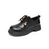 Augusdon Women's Black Lace-up Loafers, British Style, Thick Sole, Autumn 2025 Collection.