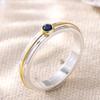 Classic Inlaid Blue CZ Women's Ring Retro Two Color Geometry Daily Wear Party Jewelry Anniversary Gift