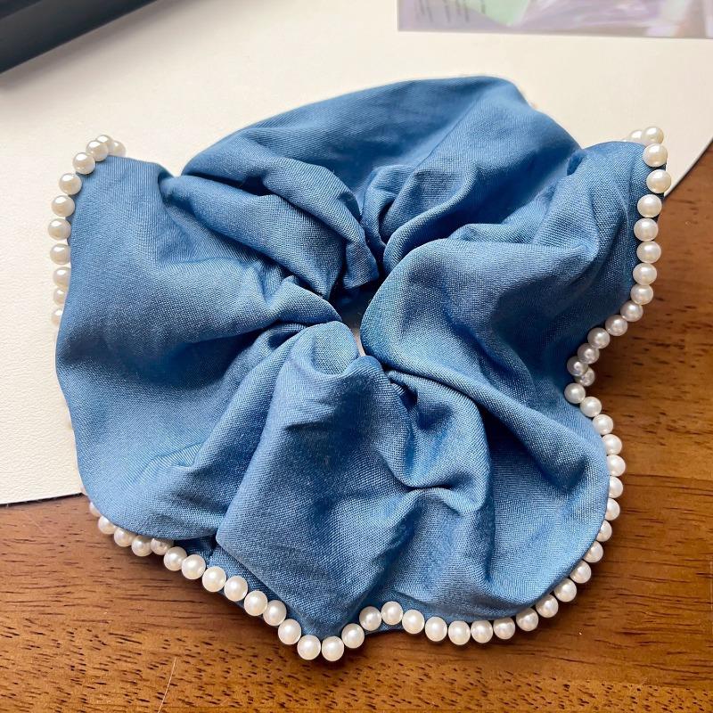 New Large-sized Fabric Hair Band and Hair AccessoryFeaturing Retro Floral and Diamond-encrusted Ponytail Hair Ties