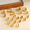 18K Gold Geometric Earrings, Light Luxury, Stainless Steel, Colorfast Titanium Steel Jewelry