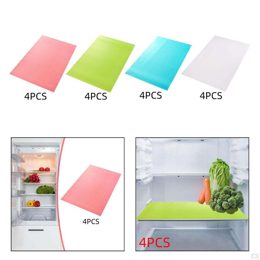 Lot de 4 Tapis de Réfrigérateur Accessoires Gadgets de Cuisine avec Coussinets de Doublure Antidérapants