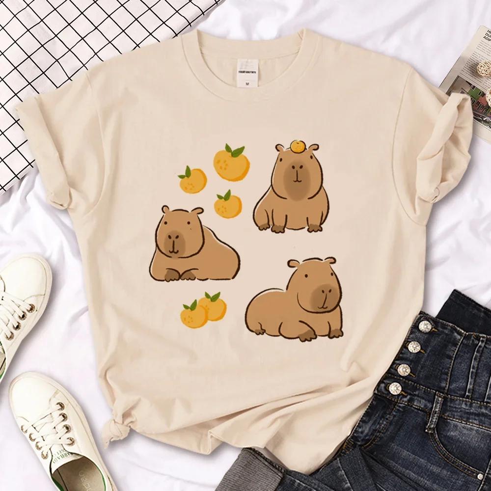 Capybara Capybara T-Shirts Herren Y2K Designer Sommer T-Shirt Junge Y2k 2000er Japanische Kleidung Kawaii T-Shirt Grafik-Top Weiblich