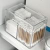 3-Compartment Acrylic Storage Box with Lid - Clear Cosmetic Organizer for Cotton Swabs, Makeup Pads & Beauty Tools