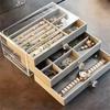 Plastic Velvets Jewelry Organizer 3 Drawers Stackable Display Case for Earrings Necklace Bracelets Accessories Holder