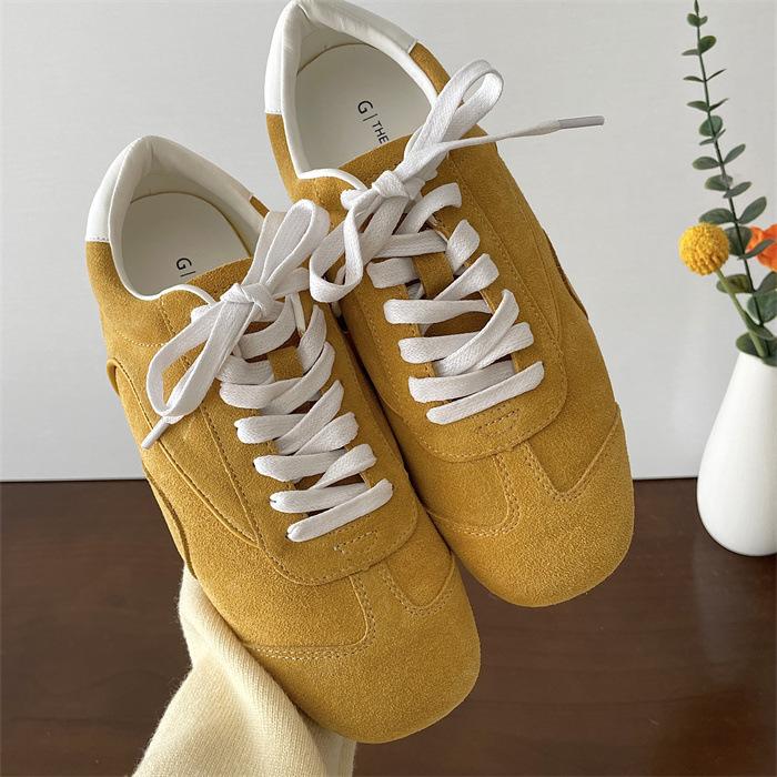 BULAGE Korean retro German training shoes women's college style lace-up soft-soled Forrest Gump shoes casual versatile sports shoes