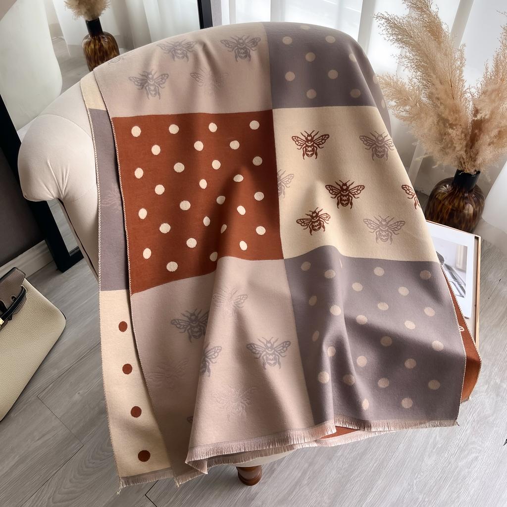 Fresh Floral Print Scarf Pashmina Cashmere Short Beard Soft Comfortable Wrap Shawl Autumn Winter Elegant Warm Scarf Shawl