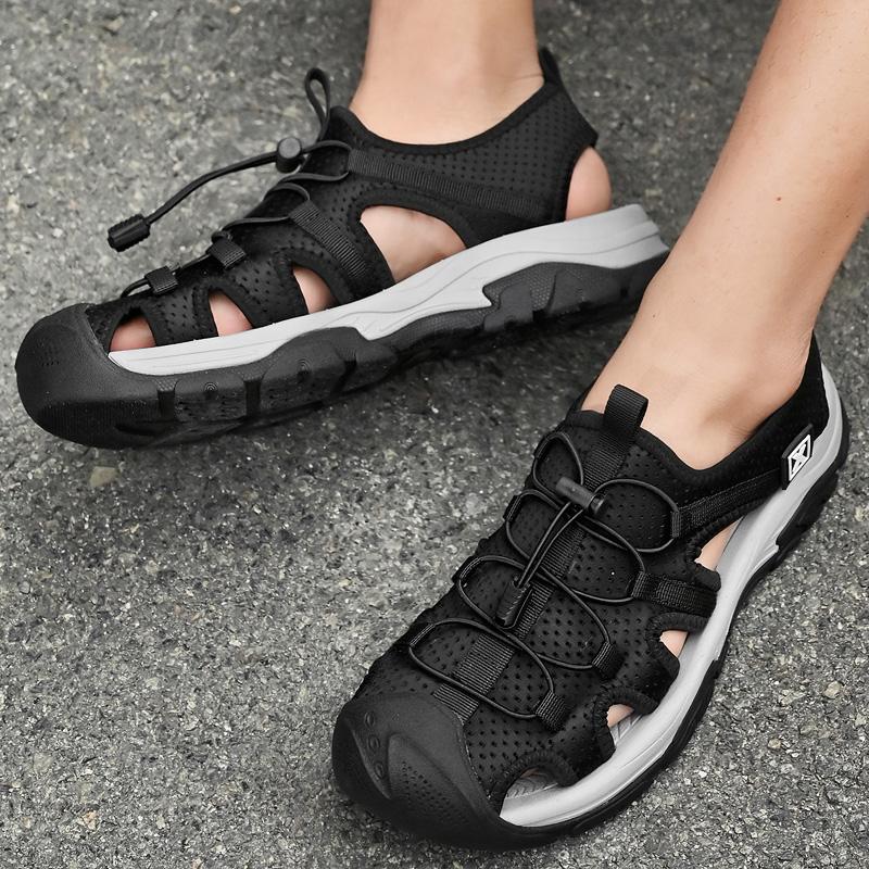 Fashion New Outdoor Men's Sandals Upstream Shoes Breathable Summer Aqua Shoes Rubber Air Mesh Sandals Wading Quick Drying Beach Sneakers
