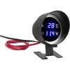 2 in 1 Round LED Water Temp Gauge & Voltmeter with 10mm 1/8 NPT Sensor 26mm-40mm Pipe for 12V/24V Car Truck Motorcycle