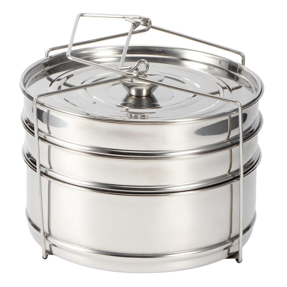Stainless Steel Steamer Cooker Silver Large Capacity Steamer Insert Pans Stackable Layered Steaming Steamer Inserts Set