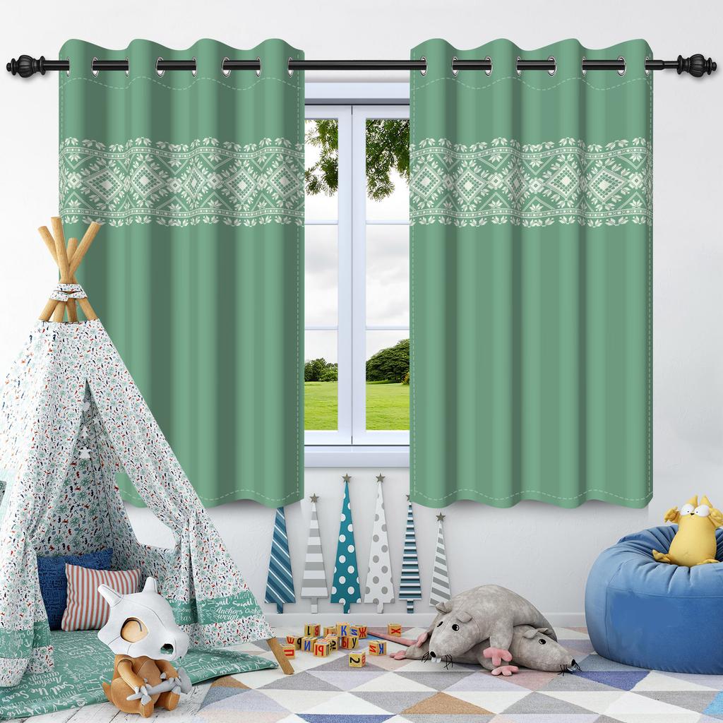 2Pcs Simple Print Solid Color Blackout Curtains Grey Brown Blue Thermal Insulated Grommet Window Drapes for Bedroom Living Room