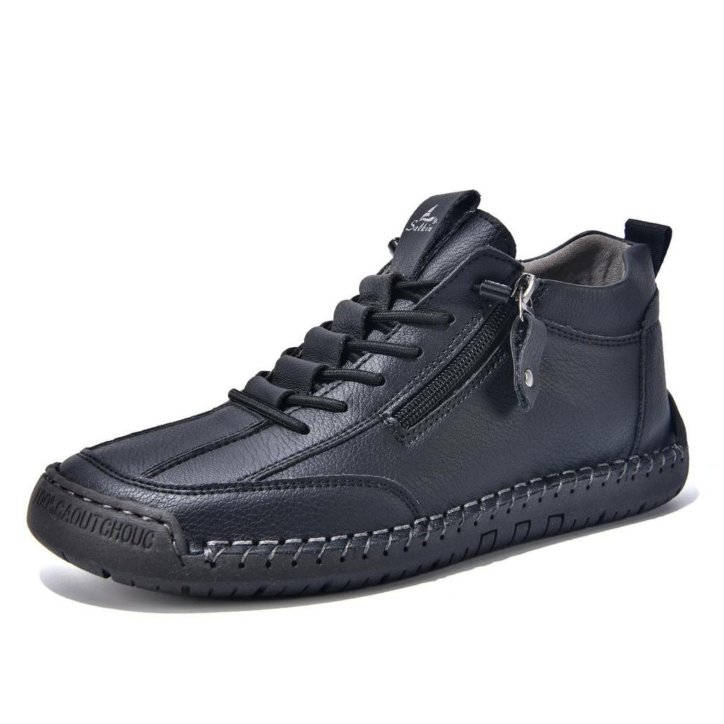 Autumn Leather Men Boots Handmade Casual Ankle Boots for Men Shoes Winter Boot Zipper Shoes for Man Hombres Botas