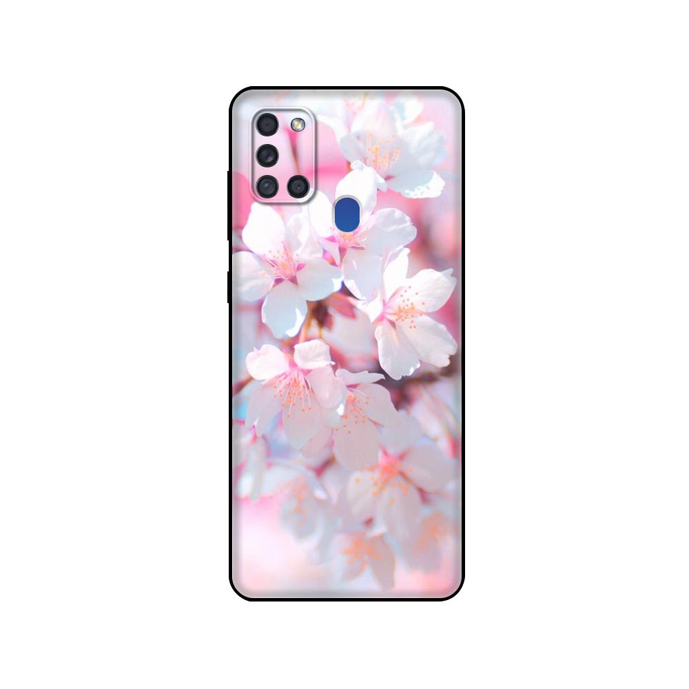 Černé TPU pouzdro pro Samsung Galaxy A50 50S A30S A10 A01 A11 A21S A31 A41 A51 A71 M21 M30S S10 LITE Červený motýl na květu růže