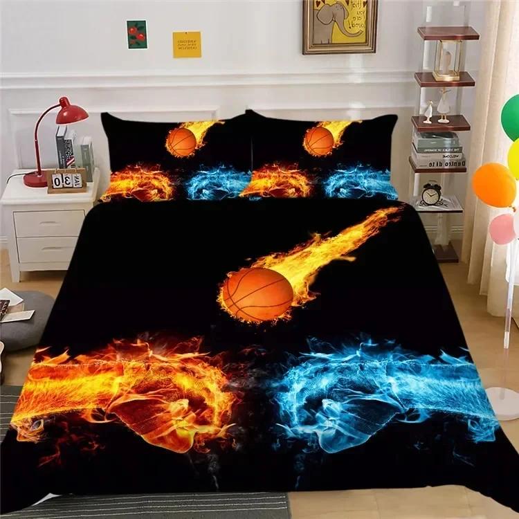 Simple Sport Ball Black White Bedding King Size Soccer Comforter Cover Set 3D Boys Bedroom Decor Football Duvet Cover Sets