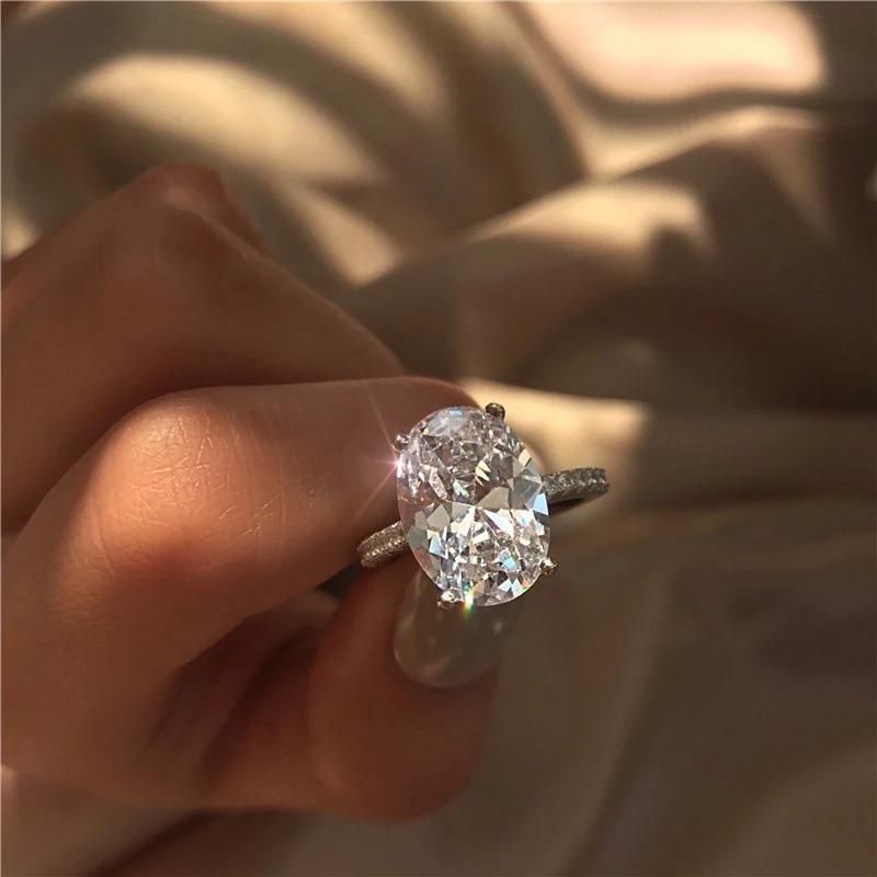 Charm Female Big White Crystal Stone Ring Luxury copper Color Wedding Rings For Women Vintage Bridal Engagement Jewelry