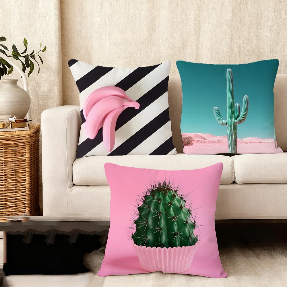 Funny Tropical Plant Fruits Cushion Cover Plush Fabric Soft DoubleSided Printed Sofa Warm Winter Home Child Gift Pillow Case