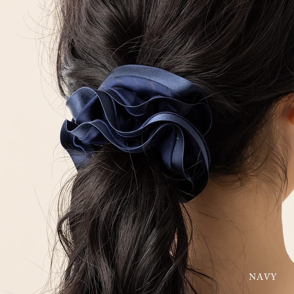 JewelVOX Black Scrunchie Hair Accessory with Grosgrain Frame and Striped Stylish and Cute for Simple and Available in Fabric. Adults. Stylish. Black.