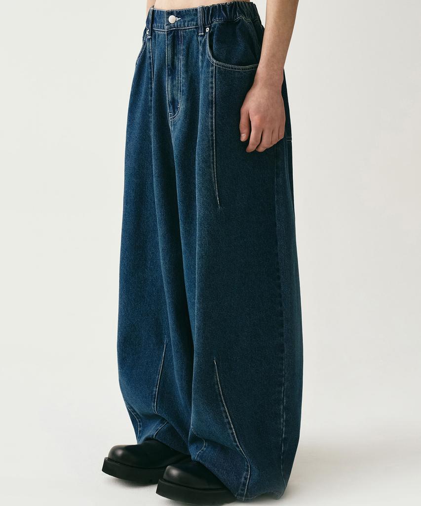 AVANDRESS Super Wide Dart Denim Pants Black