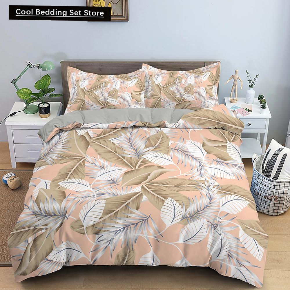 Comforter Tropical Leaves Butterfly Printed Bedding Sets With Pillow Case Luxury Polyester Queen/King Size Gift Blue