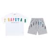 Mens Gradient Letter Embroidered Cotton Tee Shorts Set Streetwear Casual Outfit