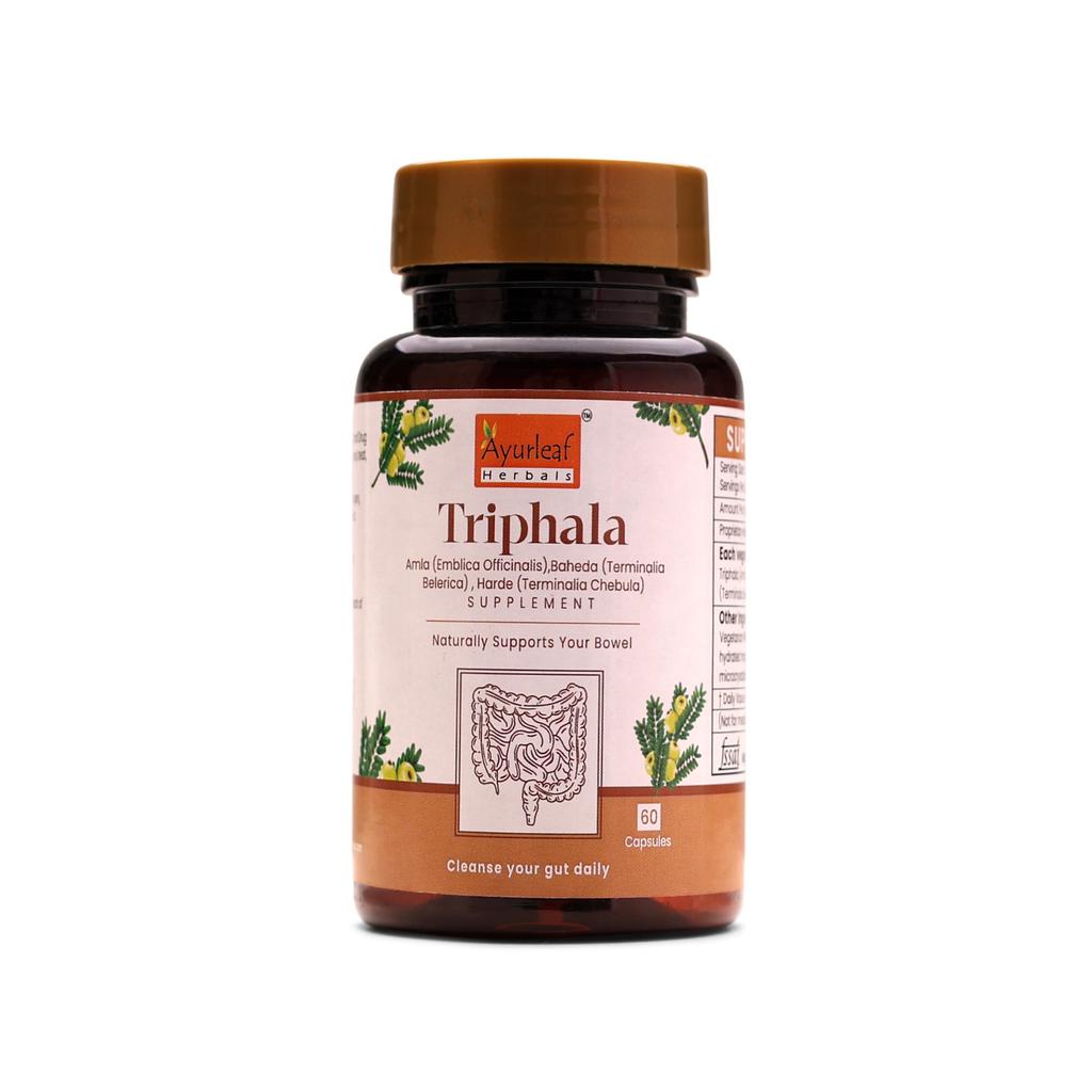 Ayurleaf Herbals Triphala Capsules | For Healthy weight management | Helps to Boost Immunity & Relief from Digestion | Antioxidant Properties (Pa