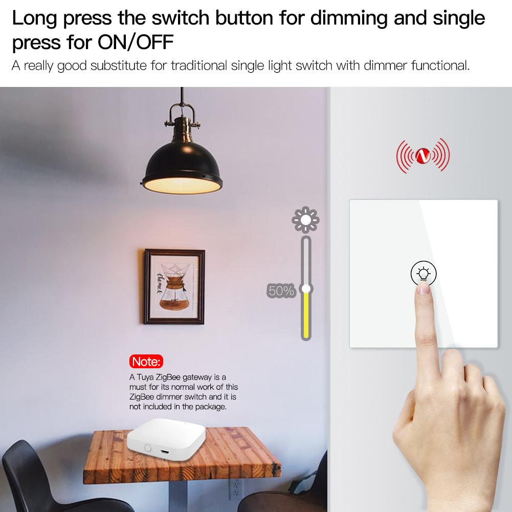 Zigbee Dimmer Wall Light Switches 1 2 3 Gang Tuya Smart Home Automation Wireless Remote Control EU/UK Standard Neutral Live Wire