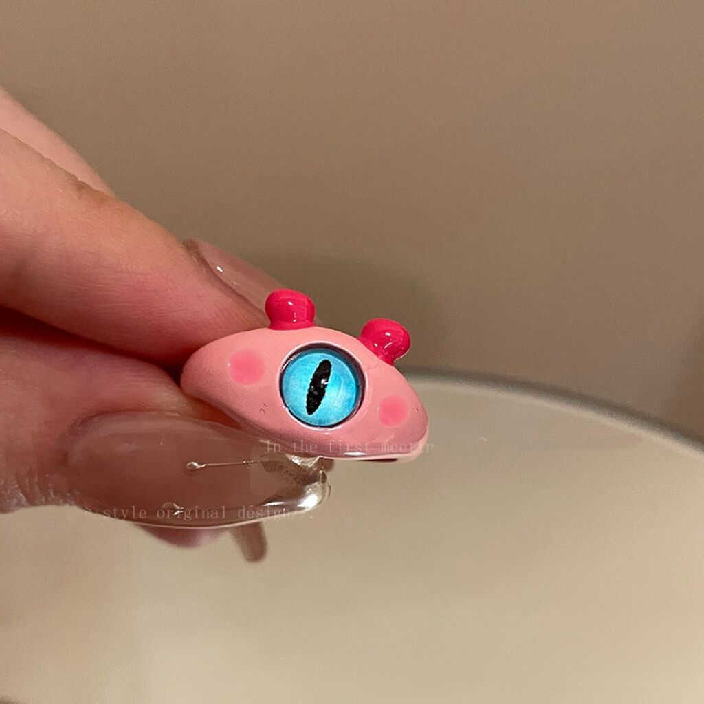 Pink Series~ Childlike Cute Meow Monster Ring Female Tide Index Finger Ring Design Niche Ring