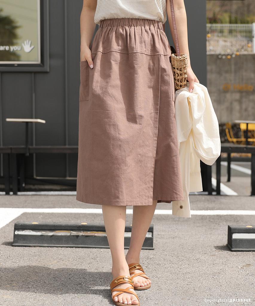 Ppaeppae All-Elastic Linen Touch 3/4 Wide Secret Skirt Pants