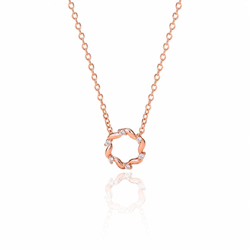 Dainty Rose Gold Circle Pendant Necklace with Cubic Zirconia Elegant Minimalist Pendant Jewelry Gift for Women