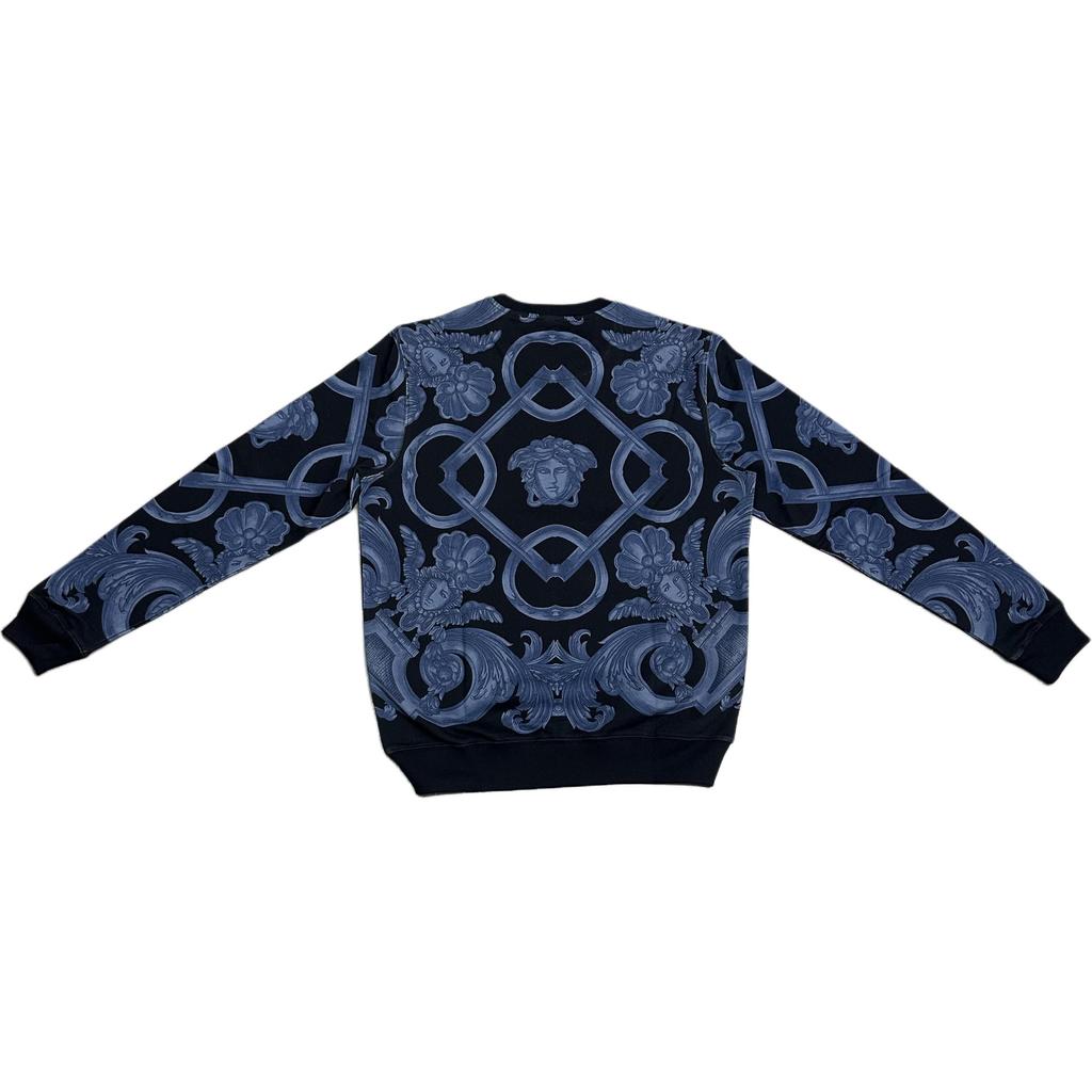 Versace Bluzy Męskie Granatowe Okrągły Dekolt Umiarkowane Inne 1019222-1A13830-5U960