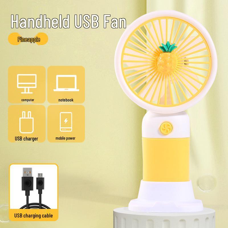 Rechargeable Cartoon Fruit Mini Desktop Fan - Portable, Long-Lasting Electric Fan