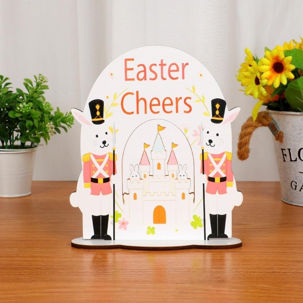 Kids Gift Cartoon Easter Bunny Decor Colorful Standing Bunny Eggs Decor Handmade Wooden Rabbit Ornaments Festival Decor