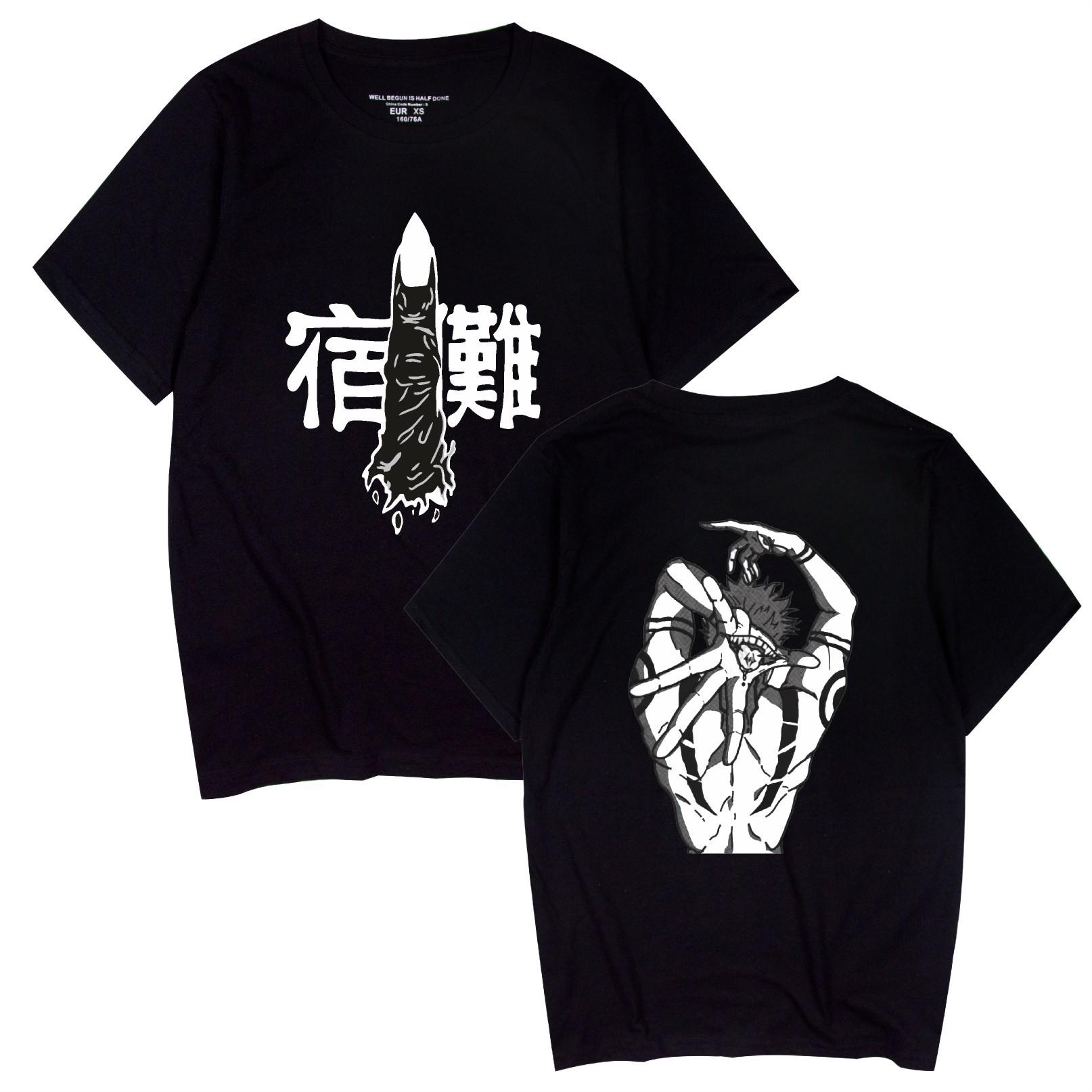 Jujutsu Kaisen Anime Women Men s T-shirts Graphic Shirt Cartoon Printed O-Neck Oversized Short Sleeves Fashion Mens Clothing Streetwear XS чёрный