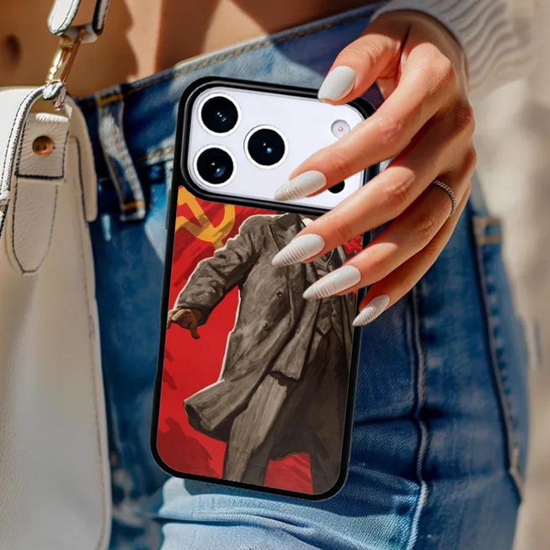 Lenin Soviet Union Flag Phone Case For iPhone 17 Air 14 15 13 12 Max Cover For Apple 16e 11 Pro Max Plus Coque