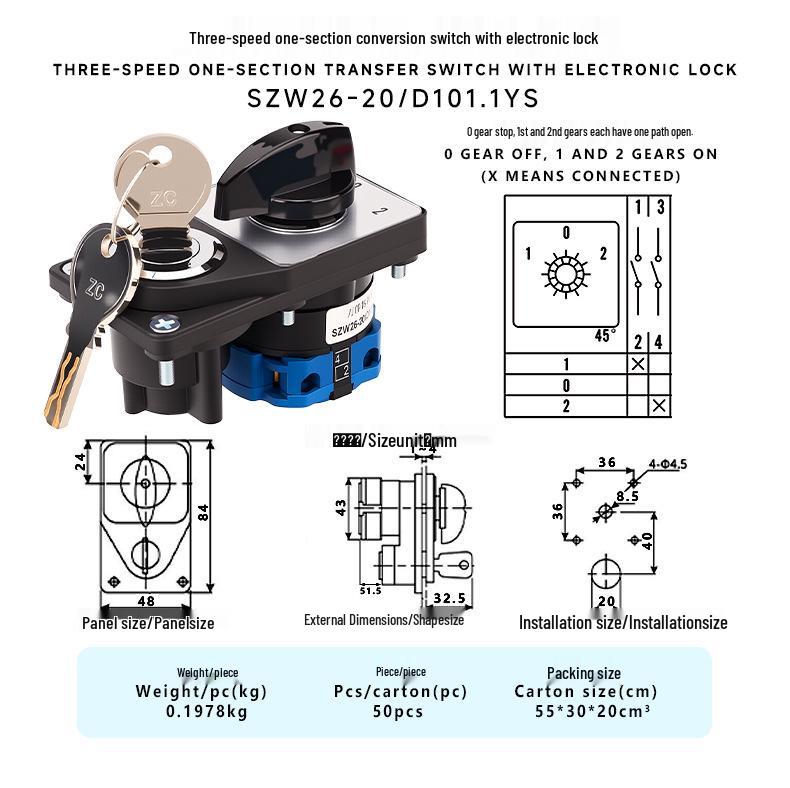 

Zhuochao SZW26-20/D101.1YS 3-Speed Switch with Electronic Locking