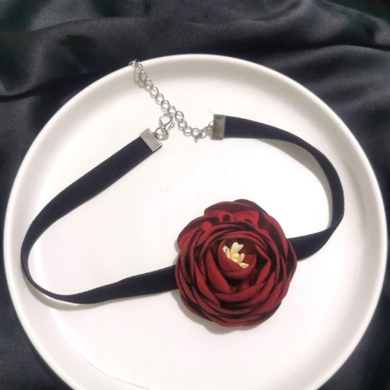 Collana a Fiore di Rosa Grande Temperamento Collare Largo Choker per Donna Lady Catena da Collo alla Moda Gioielli per Matrimonio Capodanno Festa
