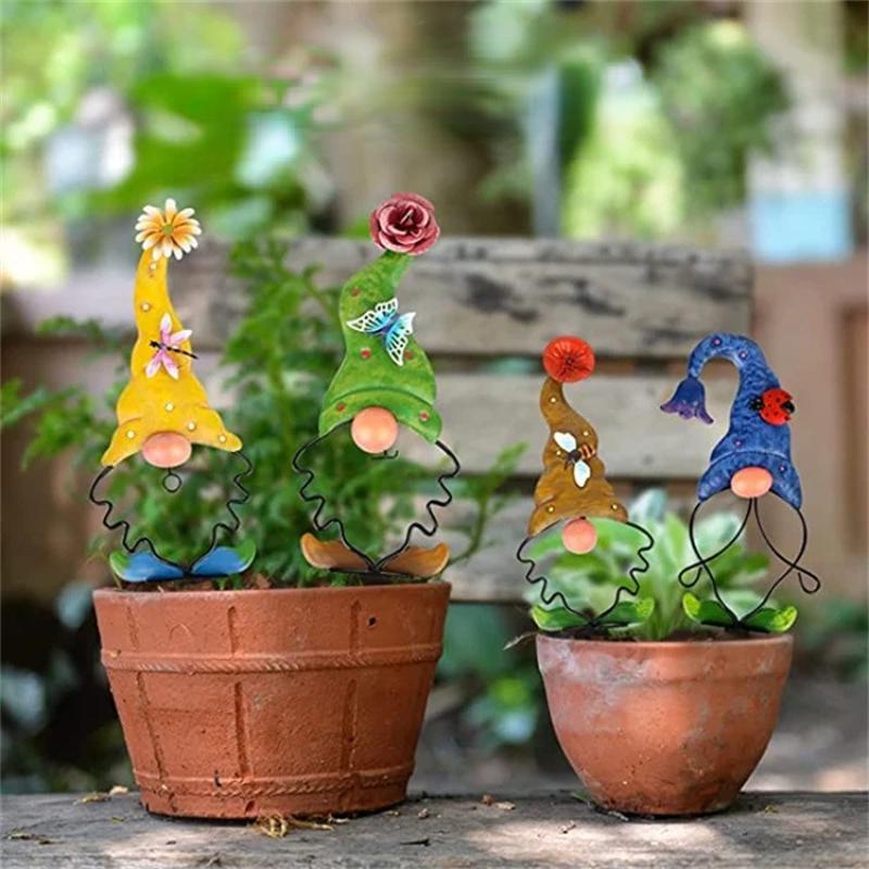 Metallzwerg zum Einstecken in den Boden, 3D-Insekten, Schmetterlinge, kleiner Metallzwerg, Dekor für Garten, Hof, Hinterhof, Rasen, Bodenornamente im Freien