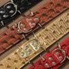 Adjustable PU Leather Pet Necklace Widen Rivets Pet Collar Spiked Dog Collars  Outdoor Dog Walking