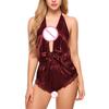1Pc Sexy Silk Feeling Underwear Deep V Backless Neck Hanging Smooth Simulation Silk Sexy Nightgown Home Wear